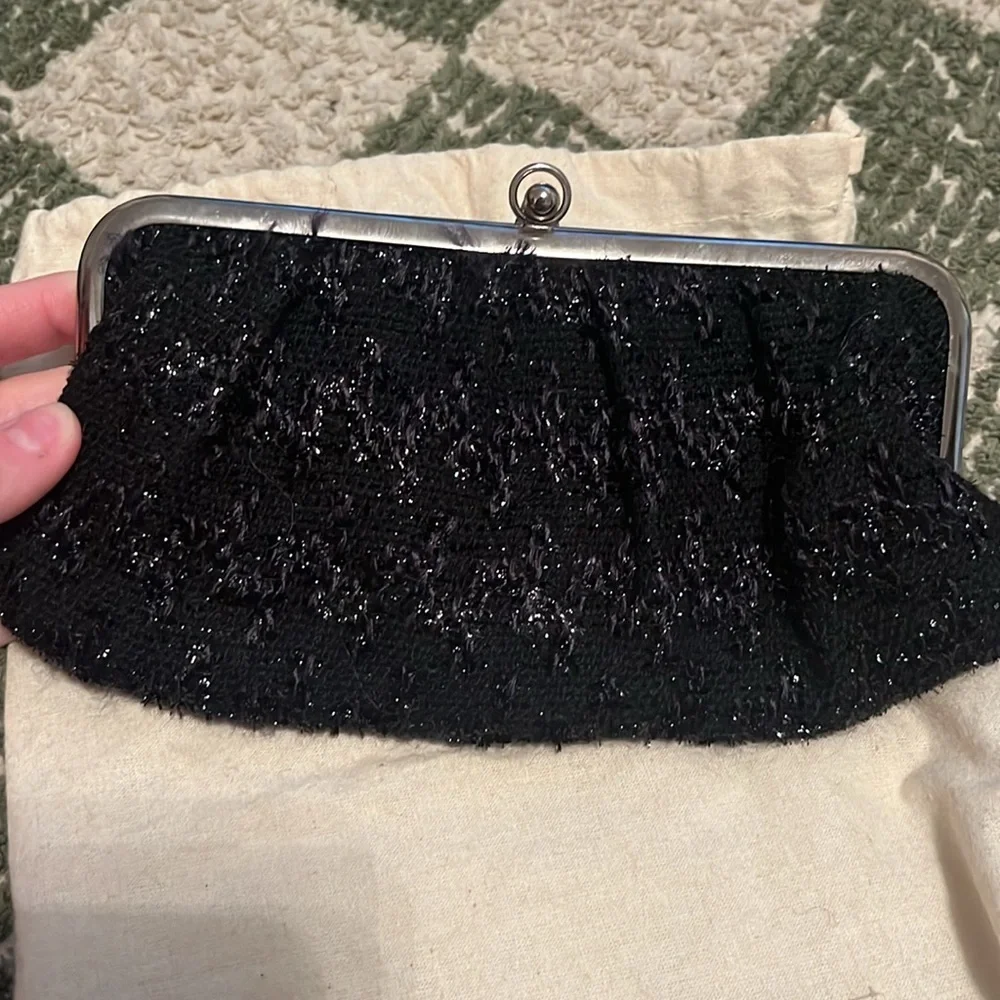 Marni metallic tweed black evening clutch